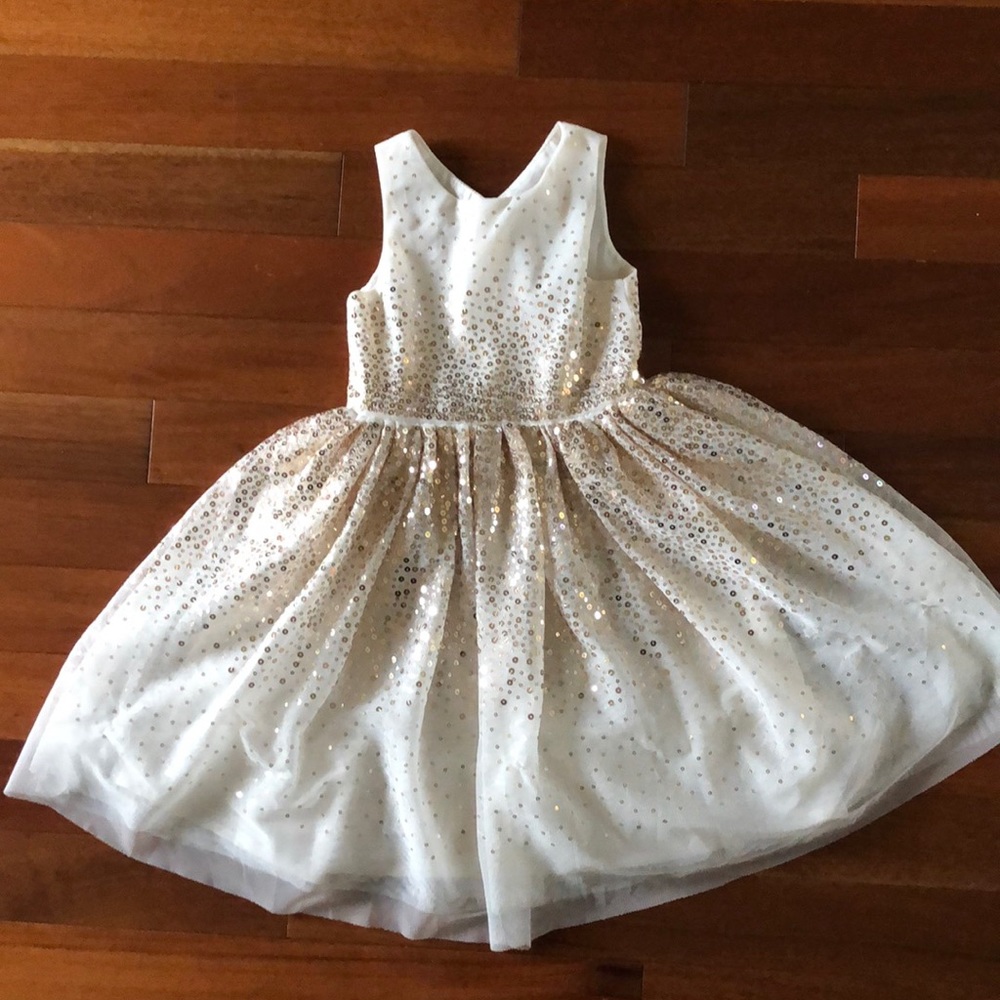 Formal/Holiday Cream dress with gold sequins